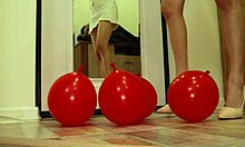 heels CRUSH balloons in petite brunette fetish amateurs