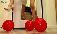 heels CRUSH balloons in petite brunette fetish amateurs
