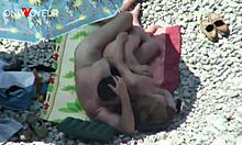 Mature couple caught fucking hard on sunny beach