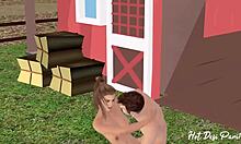 Public Park Sex with Blowjob and Creampie in Cartoon Style