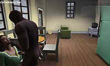 Gorgeous teen 18+ caught her bbc roommate naked doing a cigarette gets horny and fucks him in the kitchen more at hentaisims com