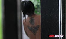 tattooed brunette evelyn buarque giving pussy and taking cum in mouth