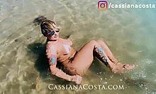 Blonde milf gives amateur footjob, do you like it?