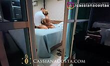 Blonde milf gives amateur footjob, do you like it?