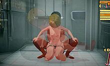 3d hentai adventures in the bathroom with big cock and blonde brazilian cartoon.