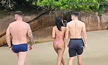 Wow! Hooked Up with Two Hunks on the Beach!