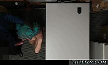 Big booty white cop catches hijab-wearing Arab teen for fake squirt scam