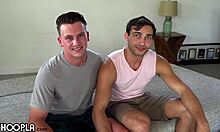 Italian computer nerd experiences his first gay sex and loves it.