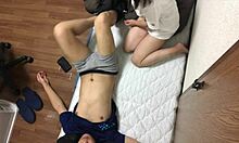 this amateur couple sneaks fun sex in bedroom 😈