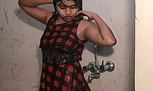 I, Indian teen, shows my naked booty and wet pussy in bathroom, masturbatin'