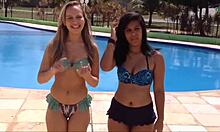 Parhaat ystävät haasteessa uima-altaassa BFF jooga-haasteet vesi-desafio da piscina 5