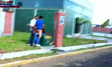 Danna Hot Begs Two Guys for Hard Action in Public Street Gangbang.