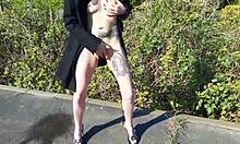 Whore Pisses and Masturbates on Public Street