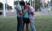 Public Blonde Teen Orgy Gangbang