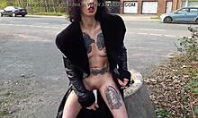 Whore Pisses and Masturbates on Public Street