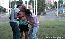 Public Blonde Teen Orgy Gangbang