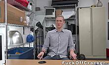 cute cracker getting his pink ass pounded by a fat black cock in the office
