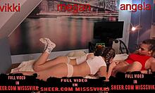 three girls film themselves in the room