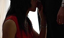 Amateur Deepthroat From Hot Wife In Red Dress For Friend He Cum In Her Mouth