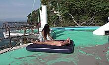 Passionate latina enjoys licking and kissing before intense cowgirl ride