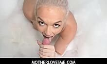 Bubble bath turns wild with stepmom Brook Page's bosom