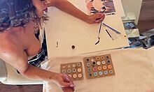 brunette milf provides intimate handjob leading to cumshot