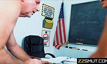 Teen girl fucks professor in the class