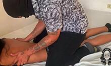 Horny Stepsister Moans During Intense Black Massage on Natural Tits