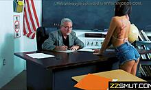 Teen girl fucks professor in the class