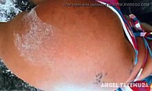 ¡Angel Takemura se queda topless para surfistas en playa Grumari!