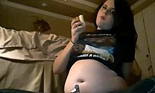 Young Brunette Stuffing Burrito Belly