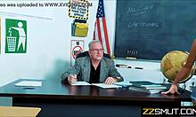 Teen girl fucks professor in the class