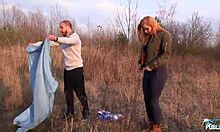 Redhead Beauty Convinced To Fuck Outdoor With Weird Stranger
