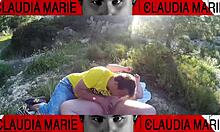 fat spanish couple plays with pussy and ass outdoors with gay friend