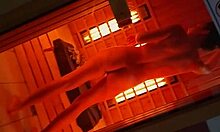 Damn! Risky flashing and wild masturbation at public spa!