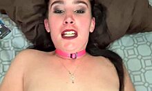 She gets fucked while smoking a cigarette, then takes a cumshot on her lips.