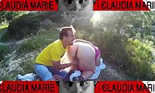 fat spanish couple plays with pussy and ass outdoors with gay friend