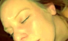 Pretty blonde sucking my dick outside bar then getting facial