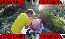 fat spanish couple plays with pussy and ass outdoors with gay friend