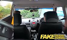 Fake driving school girl loves her big natural tits in pov sex