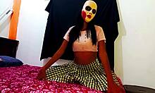 skinny lady dances in bed