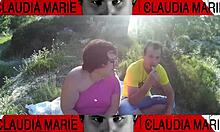 fat spanish couple plays with pussy and ass outdoors with gay friend