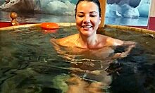 Damn! Risky flashing and wild masturbation at public spa!