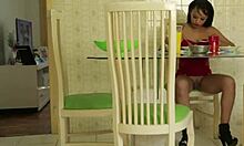 yo, stepdad films stepdaughter eating lunch without panties, sneaky! 😏