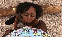 taking the condom off during morning hike with big black cock