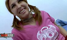 Busty blonde teen undergoes porn casting interview with horny amateurs and big tits