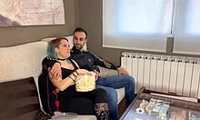 my nympho friend heats me up in front of my girlfriend and we end up in a threesome