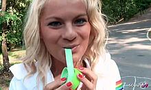 cute teen 18+ sucks cock and swallows on playground