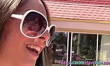 Amateur teen 18+, wow, get drilled by monster cock outdoors!