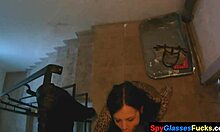 In this POV pickup, the exhibitionist babe flashes her natural tits.